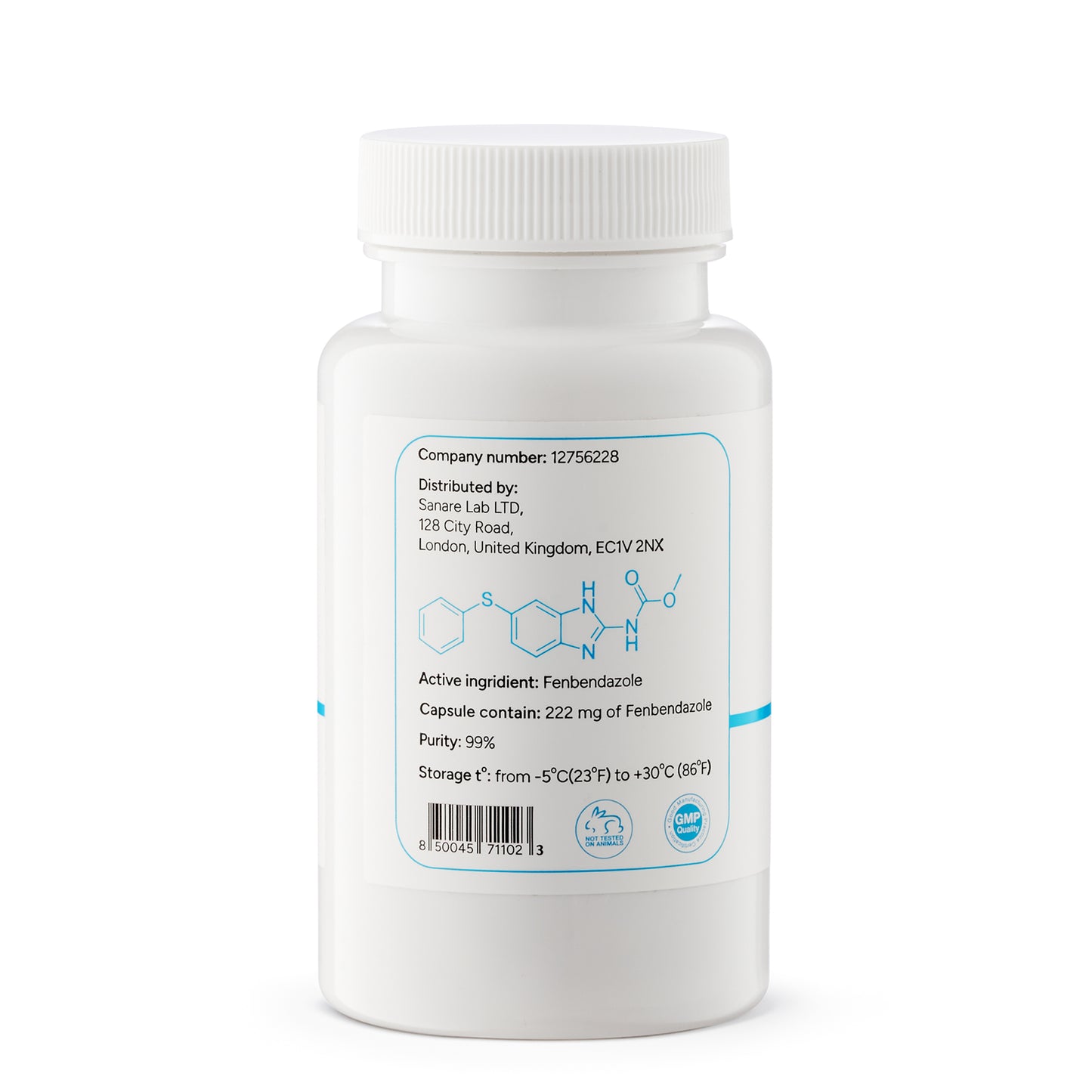 Fenbendazole 222mg - 90 capsules bottle from Sanare Lab