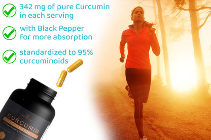 Curcumin Turmeric 342 mg per serving (eq to 12 000 mg Turmeric), 120 capsules w/ Black Pepper & Phytosome Extract - SanareLab