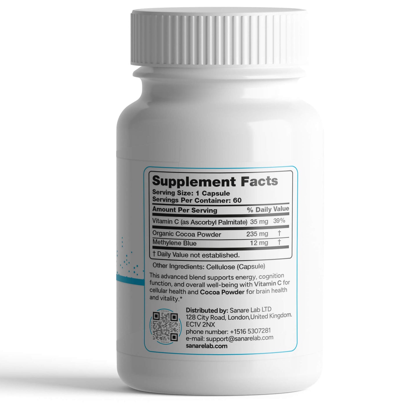 Blue Essence – Methylene Blue 12 mg | 60 Capsules | with Vitamin C + Organic Cocoa Powder